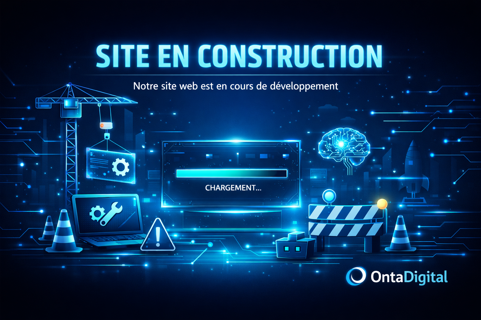 Notre site web est actuellement en cours de développement afin de vous offrir une plateforme moderne, rapide et entièrement optimisée. Nous travaillons à la création d’une expérience digitale professionnelle, adaptée aux entreprises d’Ottawa et du Canada souhaitant améliorer leur présence en ligne. L’image représente notre identité visuelle : un design futuriste, épuré, avec une touche technologique qui reflète notre expertise en création de sites web, branding, WordPress, Elementor, et stratégie digitale. Revenez bientôt pour découvrir nos services, nos réalisations et notre vision du digital.